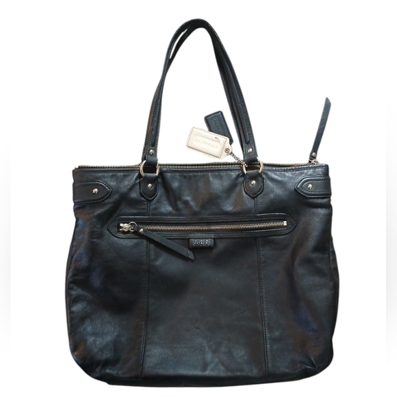Coach Large Black Daisy Emma Tote Leather Shoulder Bag - Picture 14 of 14